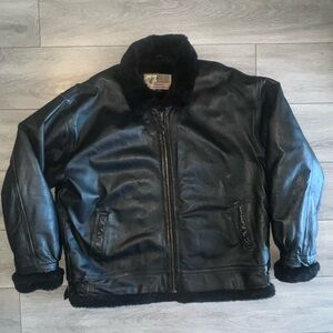 Black Leather Jacket with Fur Collar